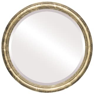 Saratoga Framed Round Mirror in Champagne Gold - Antique Gold