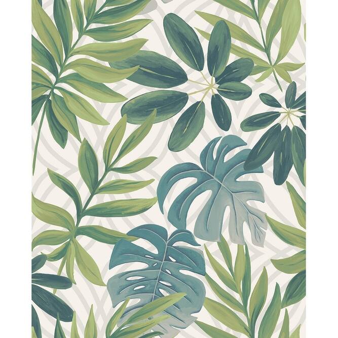Brewster Nocturnum Green Leaves Wallpaper - 20.5in x 396in x 0.025in