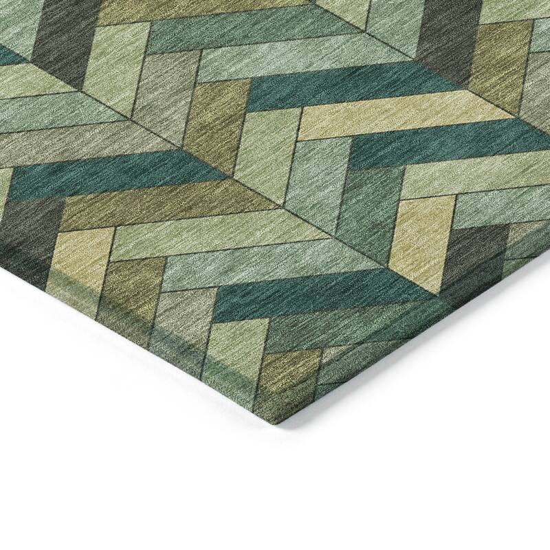 Machine Washable Indoor/ Outdoor Modern Chevron Chantille Rug