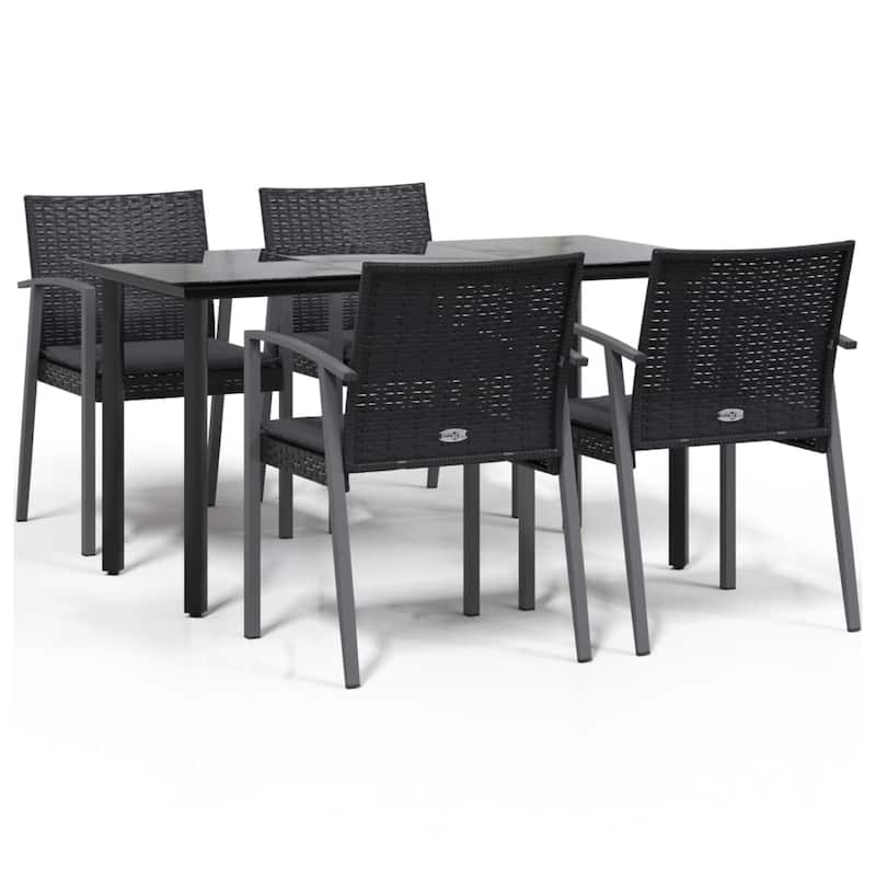vidaXL 3/5/7/9 Piece Patio Dining Set with Cushions Poly Rattan and Steel