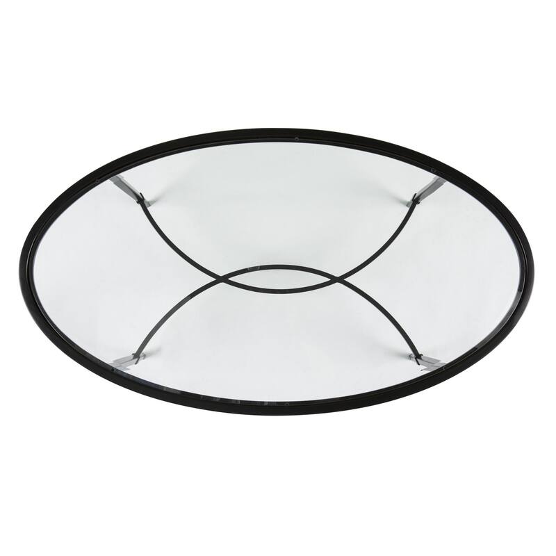 HomeRoots 45" Clear and Black Glass and Metal Oval Coffee Table - 19" H x 45" W x 25" D