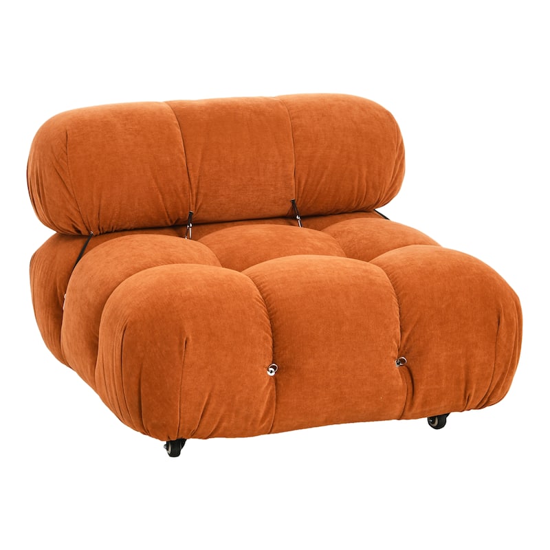 Armless Modular Chair with Locking Wheels - Terracotta