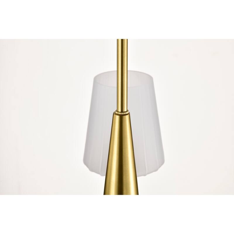 Lune 5 Light Chandelier Vintage Brass Finish Etched White Glass - Vintage Brass