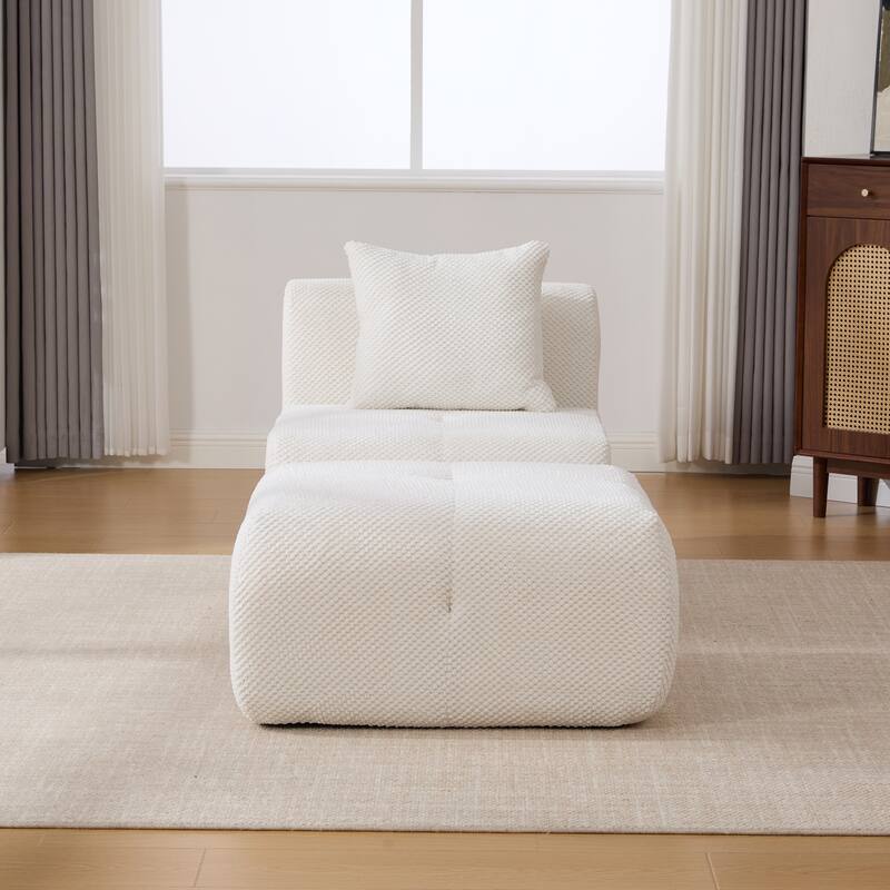 Roomfitters Modular Cloud Lounge Chair with Ottoman, Deep Seat Floor Accent Sofa with Pillow for Living Room Bedroom Dorm