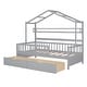 preview thumbnail 30 of 34, Pinewood House Bed with Roof, 2 Drawers, and Shelf, Full-Length Guardrails
