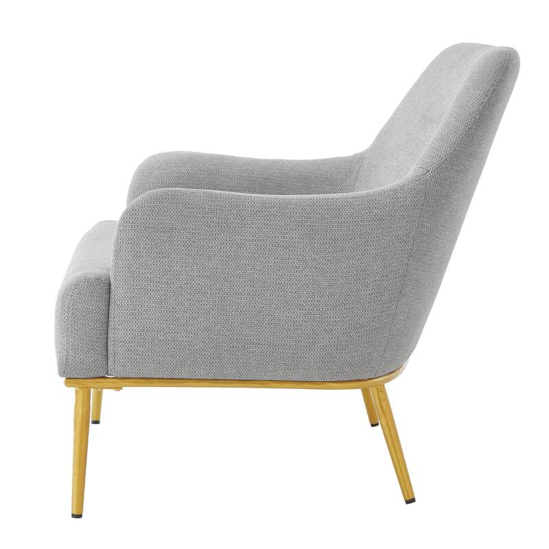 Modern Accent Chair Upholstered Armchair Single Sofa Chair with Curved Backrest and Gold Metal Legs for Living Room