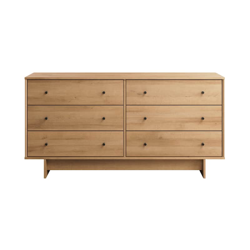 Prepac Finnley 6-Drawer 61" W Dresser, Modern Clothing Organizer for Home, Bedroom, Living Room