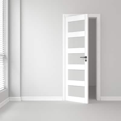 24 X 80 X 5 inch 5-Lite Frosted Glass Door Solid Wood French Door