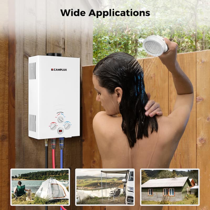 CAMPLUX 8L 2.11 GPM Outdoor Portable Propane Tankless Water Heater