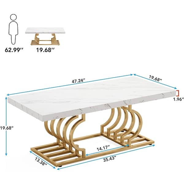 dimension image slide 1 of 2, 47 Inches Coffee Table CenterTea Table for Living Room