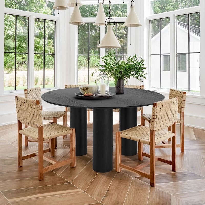 3 Legged 52" Solid Oak Round Dining Table