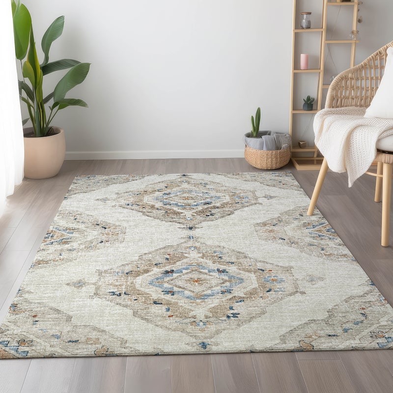 Premium Washable Super Soft Boho Heriz Mayfield Rug - Linen - 5' x 7' 6" - Rectangle