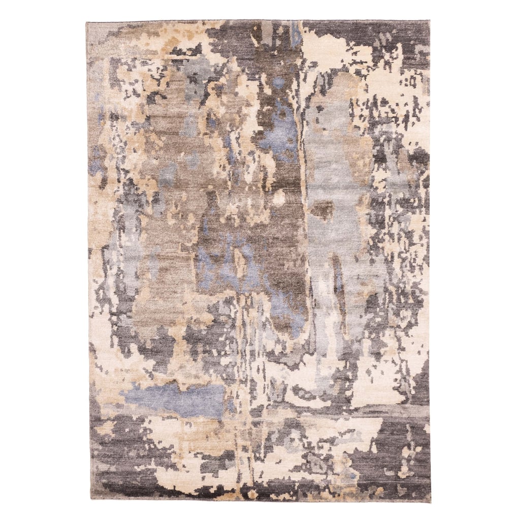 ECARPETGALLERY Hand-knotted Legacy Dark Grey Silk Rug - 5'8 x 7'11