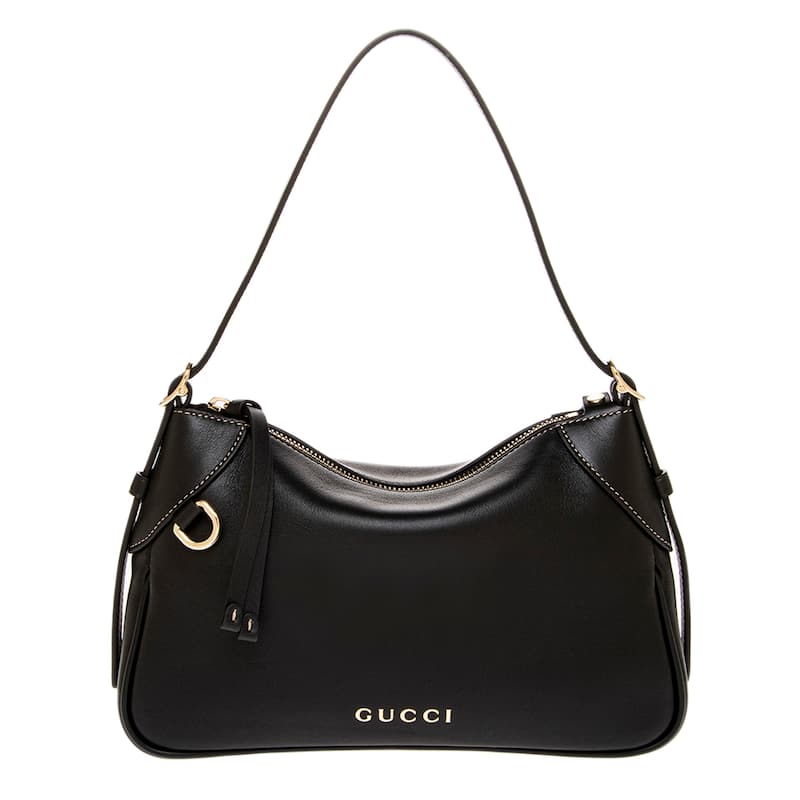 Gucci GG Emblem Leather Hobo Bag - Black