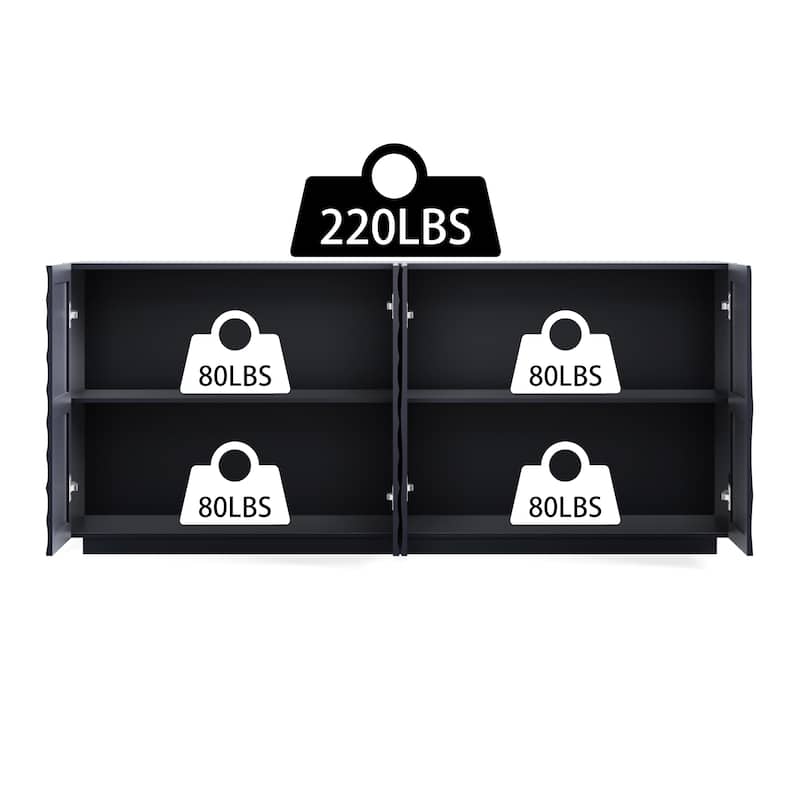 GDF Studio - Ripplea Modern Buffet Cabinet with Storage and 3D Textured Doors, Freestanding Anti-Dumping Sideboard, 59-Inch