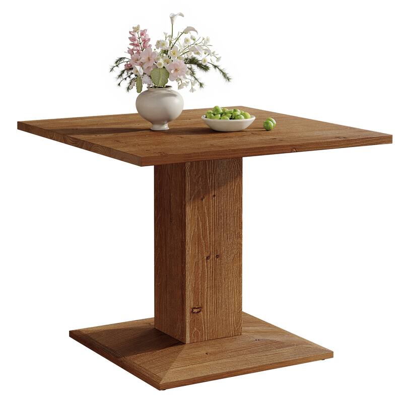 31.5-Inch Rustic Square Dining Table, Solid Wood Small Kitchen Table