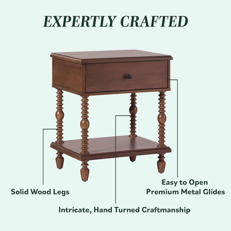Walker Edison Easy Assembly Solid Wood 1-Drawer Nightstand