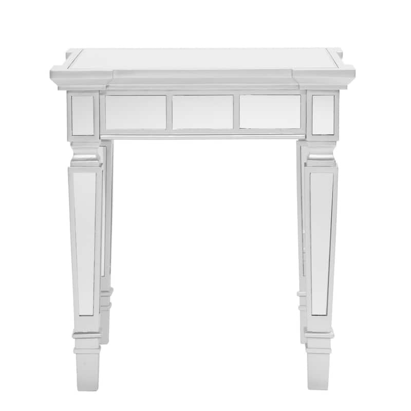 24 Inch Silver Glass Square End Table for Living Room and Bedroom - 22” x 22” x 24”