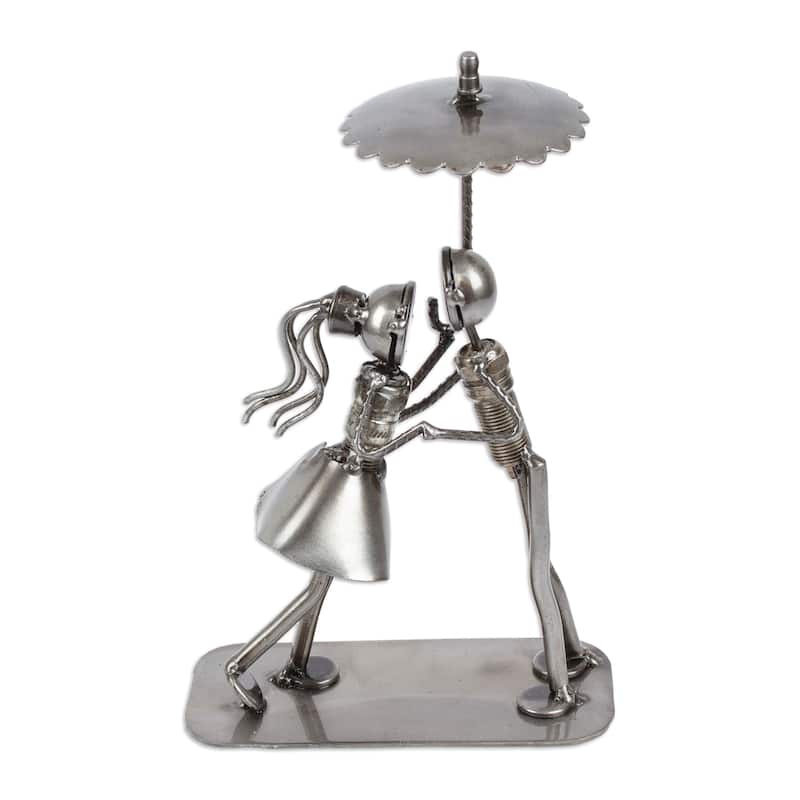 Novica Handmade In Love Under The Rain Auto Part Sculpture