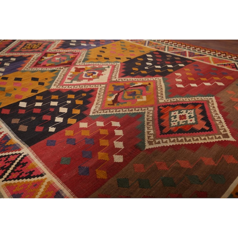 Kilim Qashqai Persian Antique Area Rug Flatweave Wool Carpet - 5'4"x 7'10"