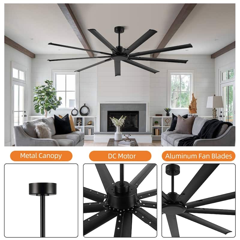 84 in. 96 in. 9 aluminium blades DC Motor Indoor Ceiling Fan & Remote