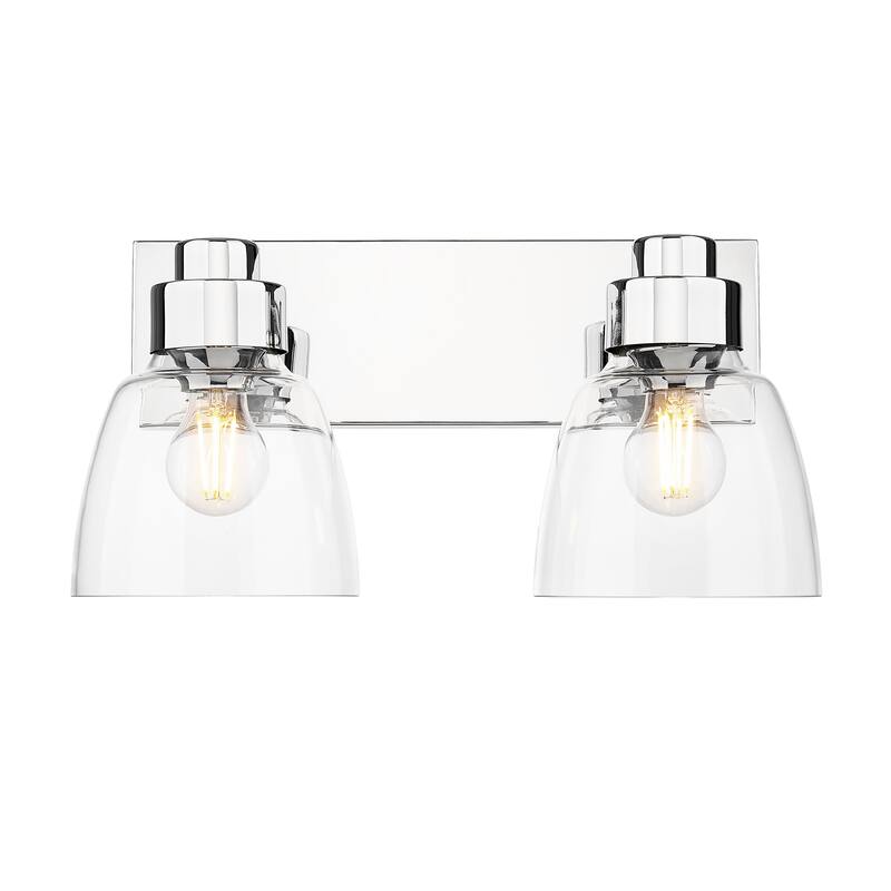 Remy 2 Light Bath Vanity in Chrome with Clear Glass Shade - Silver