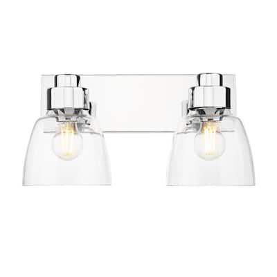 Remy 2 Light Bath Vanity in Chrome with Clear Glass Shade - Silver