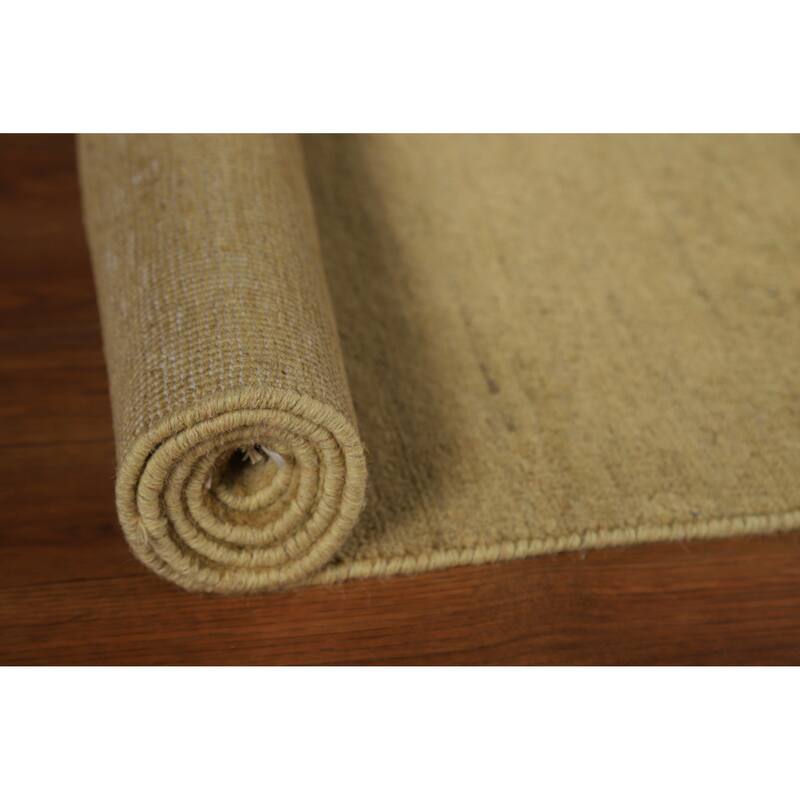 Gold Gabbeh Modern Runner Rug Handmade Wool Carpet - 2'9"x 10'0"