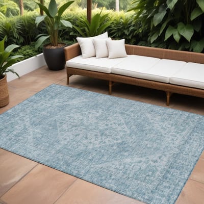 HomeRoots Oriental Traditional Rectangle Outdoor Rug