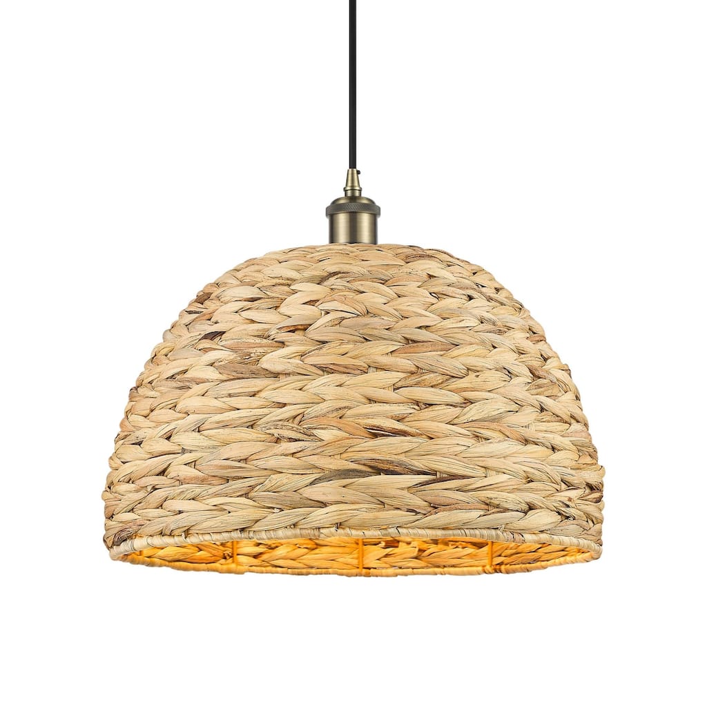 Innovations Lighting 516-1P-13-16 Woven Rattan Pendant Woven Rattan
