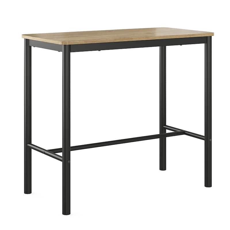 47 inch Counter Height Bar Table, Rectangular Dining Counter Tables with Metal Legs