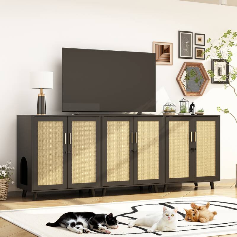 Cat Litter Box Enclosure 2-Door Storage Cabinet Bathroom Cabinet