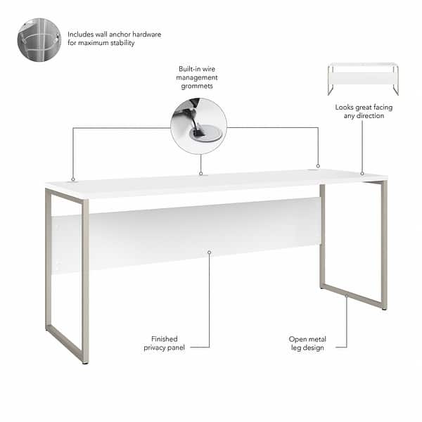 dimension image slide 7 of 10, Hybrid 72W x 24D Computer Table Desk by Bush Business Furniture