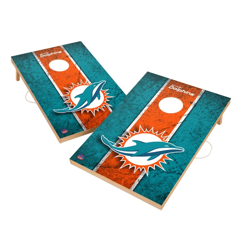 Vintage Miami Dolphins NFL 2x4 Tailgate Cornhole Boards - Include Team Bags + LED Lights