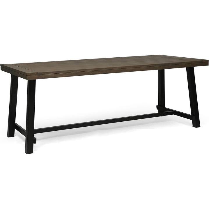Outdoor Acacia Wood 3 Piece Picnic Dining Set, Gray and Rustic Metal