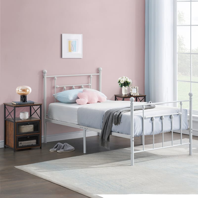 Taomika 3-pieces Bed Frame and Brown Nightstands Set -（Set of 3）