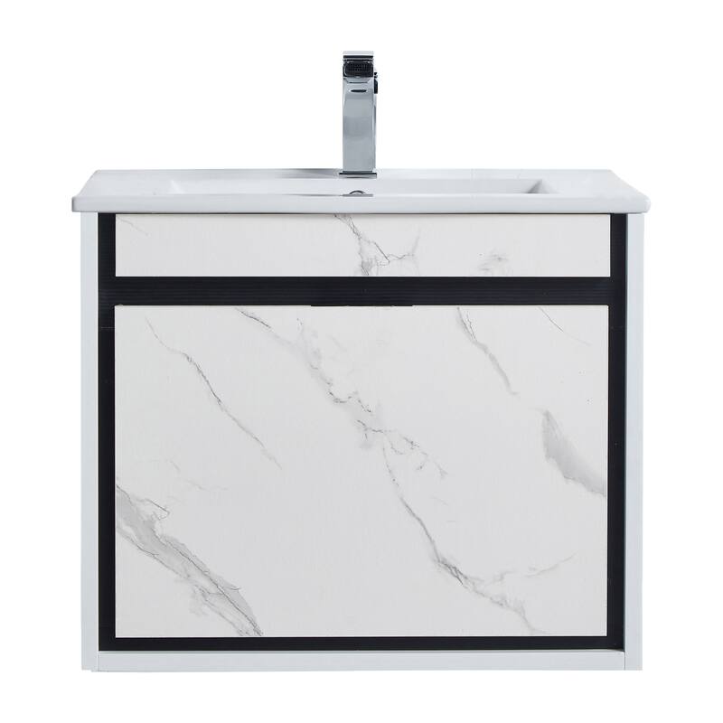Fine Fixtures - Wall Mount Bathroom Vanity And Sink, Knob Free Design - Alpine Collection - - 24" - White and Black