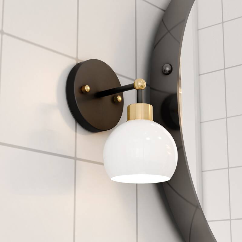 OROMA HOME Hannes 1-Light Dome Shade Dimmable Metal Bathroom Vanity Sconce