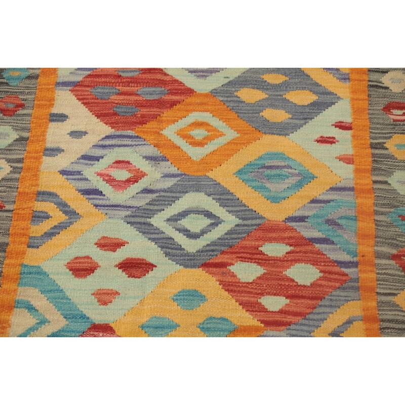 Hand Woven Oriental 100% Wool Carpet Southwestern Tribal Multi-Colored Kilim Area Rug - 4' 8'' X 3' 3''