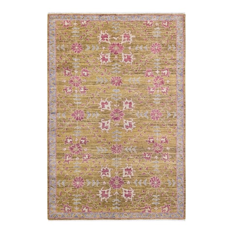 Oushak, One-of-a-Kind Hand-Knotted Area Rug - Green, 5' 3" x 8' 0" - 5' 3" x 8' 0"