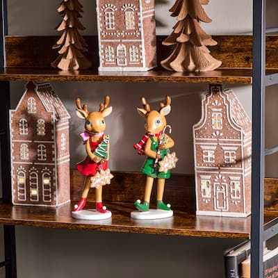 9.5" Resin Sugar And Spice Deer Set of 2