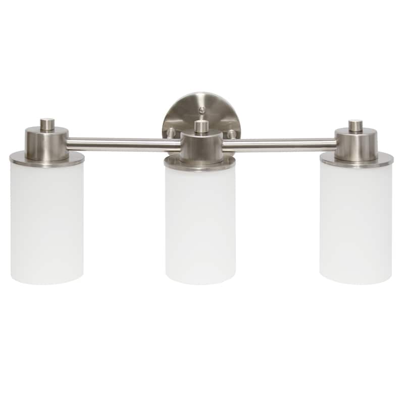3 Light Vanity Light Fixture - Metal Shade Uplight Downlight - Bathroom Hallway Entryway - Brushed Nickel Finish - 7.5