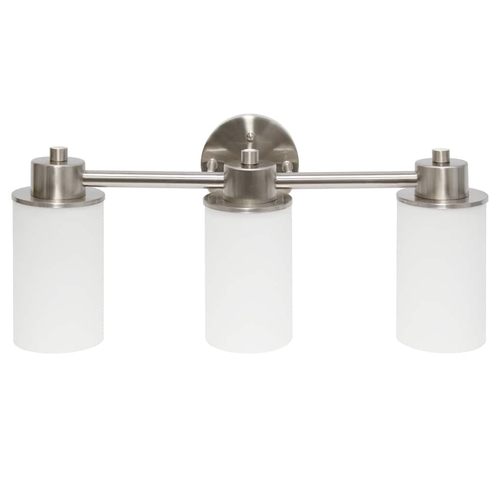 3 Light Vanity Light Fixture - Metal Shade Uplight Downlight - Bathroom Hallway Entryway - Brushed Nickel Finish - 7.5