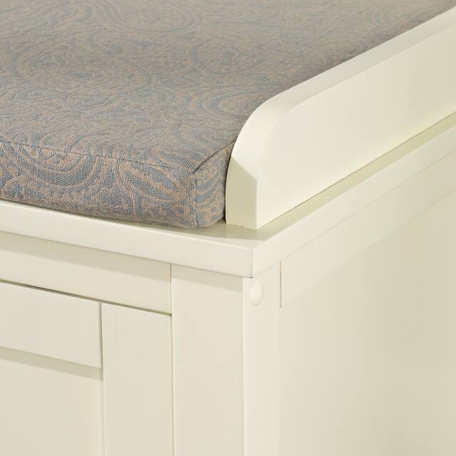 Linon Edison Lakeville White Metal/Wood Cushioned Storage Bench