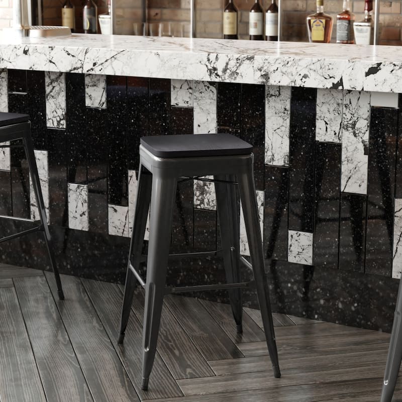 All-Weather Backless Commercial Bar Stool with Poly Resin Seat