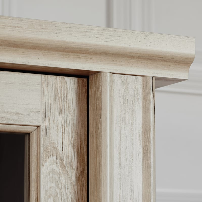 Wood Hutch with Storage Compartments, Brown - 65.12" W x 13.62" D x 40.04" H