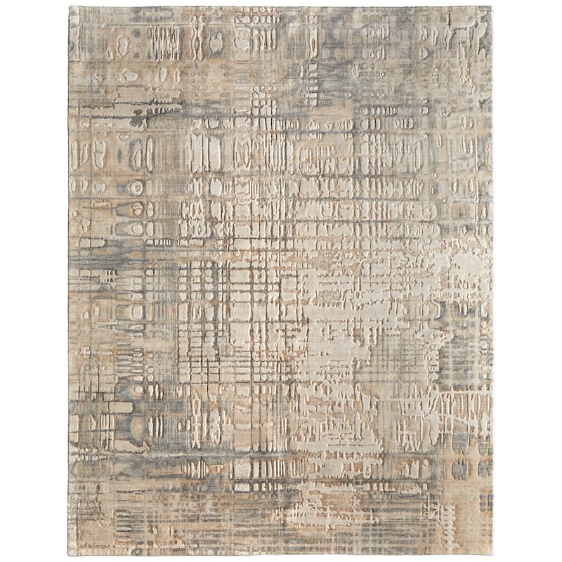 Grand Bazaar Hartman Machine Made Abstract Modern Area Rug - 9' x 12' - Ivory/Tan/Gray