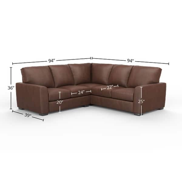 dimension image slide 0 of 4, Savannah 2x2 100% Full Top Grain Leather Sectional