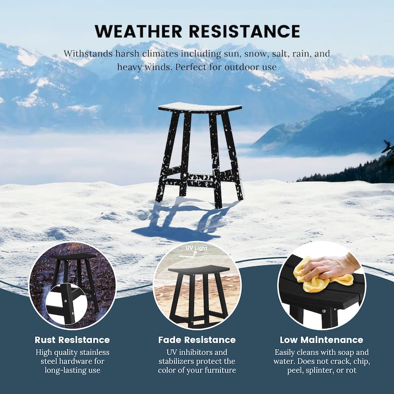 Laguna Hdpe All Weather Outdoor Patio 24" Saddle Seat Counter Stool