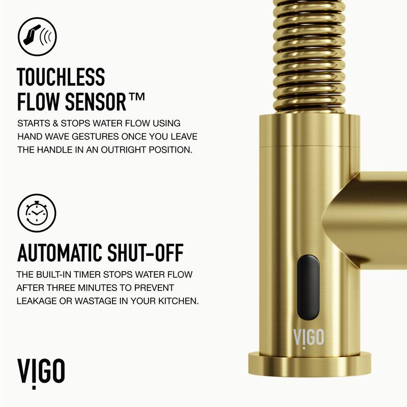 VIGO Edison 19" H Single Handle Pull-Down Sprayer Kitchen Faucet Set with Touchless Sensor